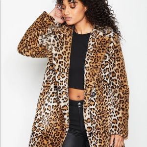 NOTCHED COLLAR FAUX FUR JACKET